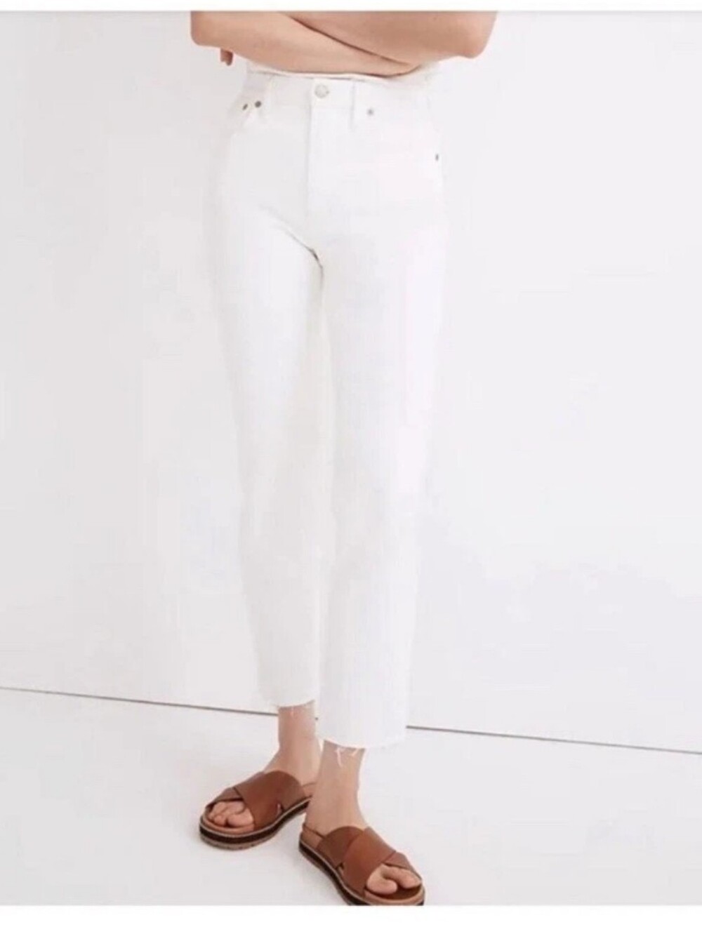 Madewell Classic Straight Leg White Jeans